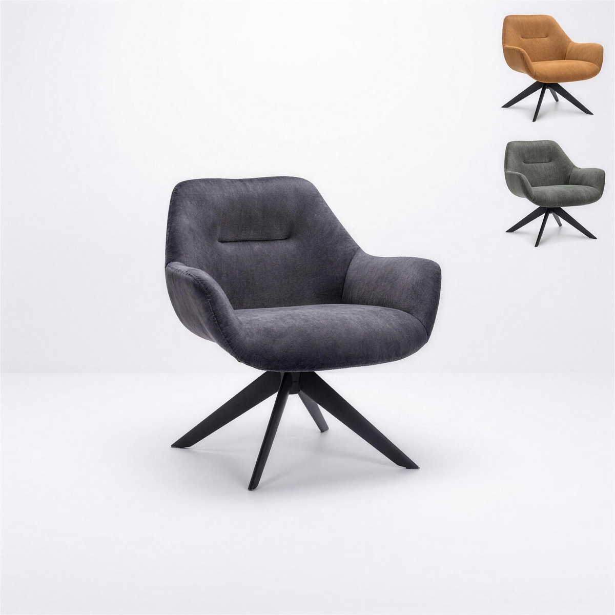 Fauteuil Akke stof Hunter met zwarte poten - MaxLiving fauteuil