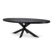 Eettafel Tymen ovaal 240 cm zwart hout met zwarte spider leg - MaxLiving eettafel