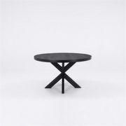 Eettafel Tymen rond 130 cm zwart hout met zwarte spider leg - MaxLiving eettafel