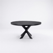 Eettafel Tymen rond 150 cm zwart hout met zwarte spider leg - MaxLiving eettafel