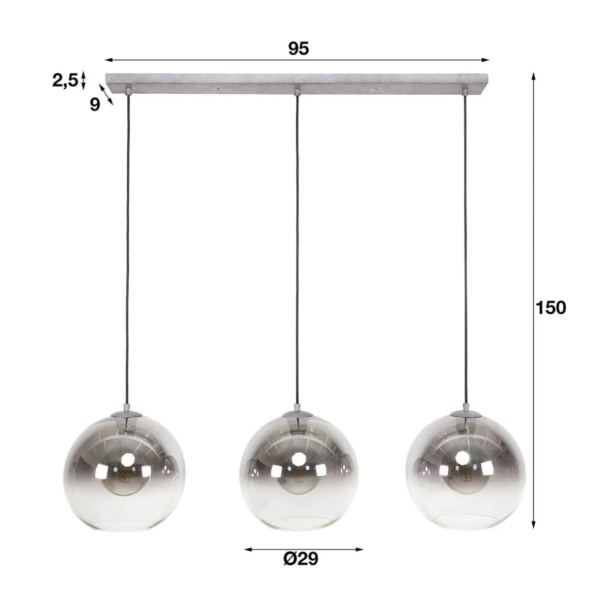 Hanglamp 3L bubble shaded