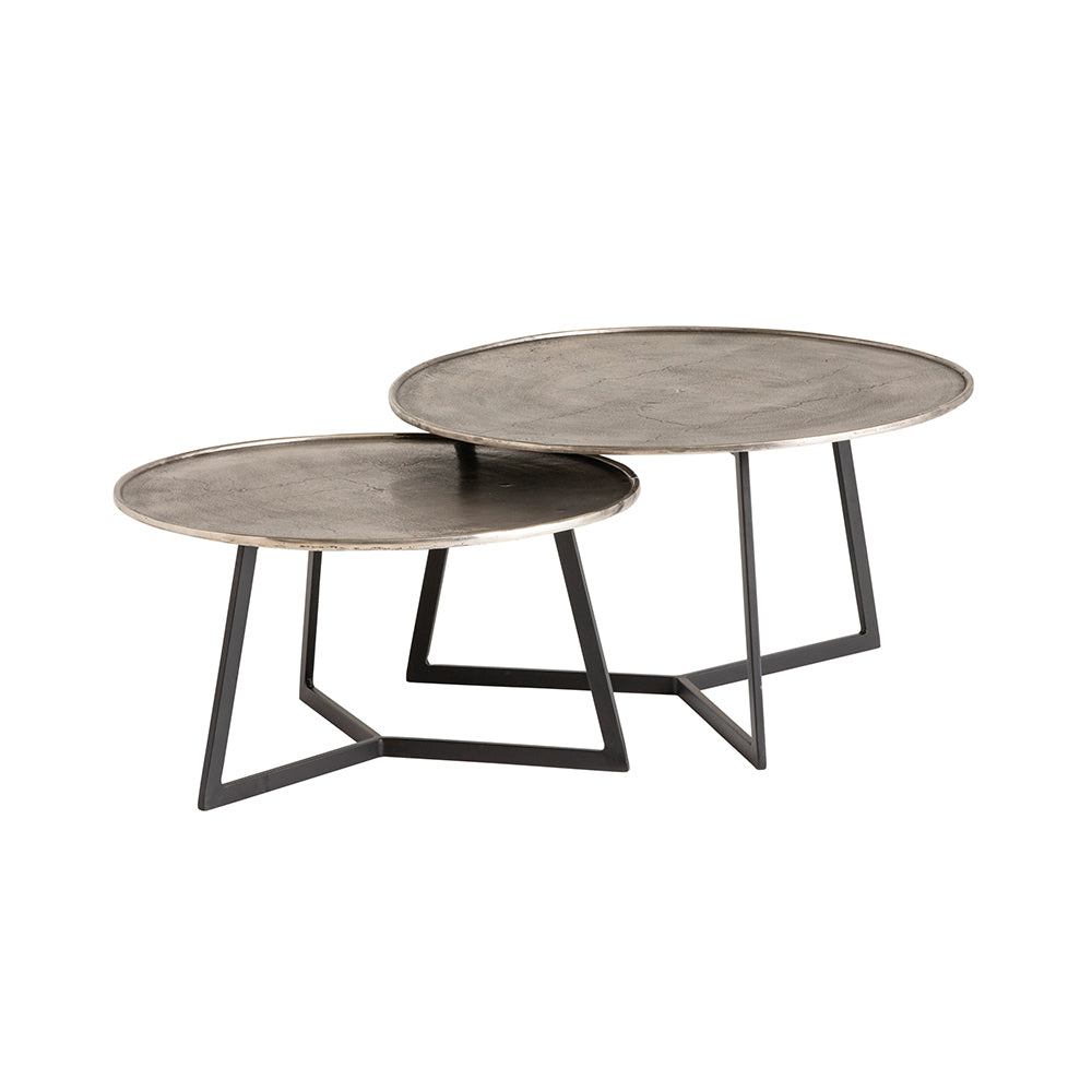 Interlagos salontafel set van 2, Raw nickel black patina