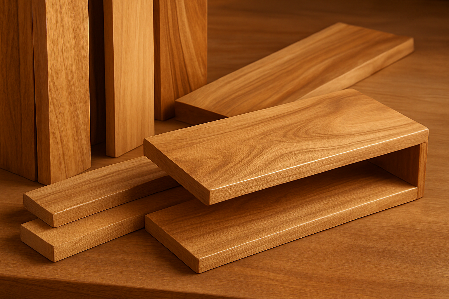 Planken hout en een half in elkaar gezet wandrek.