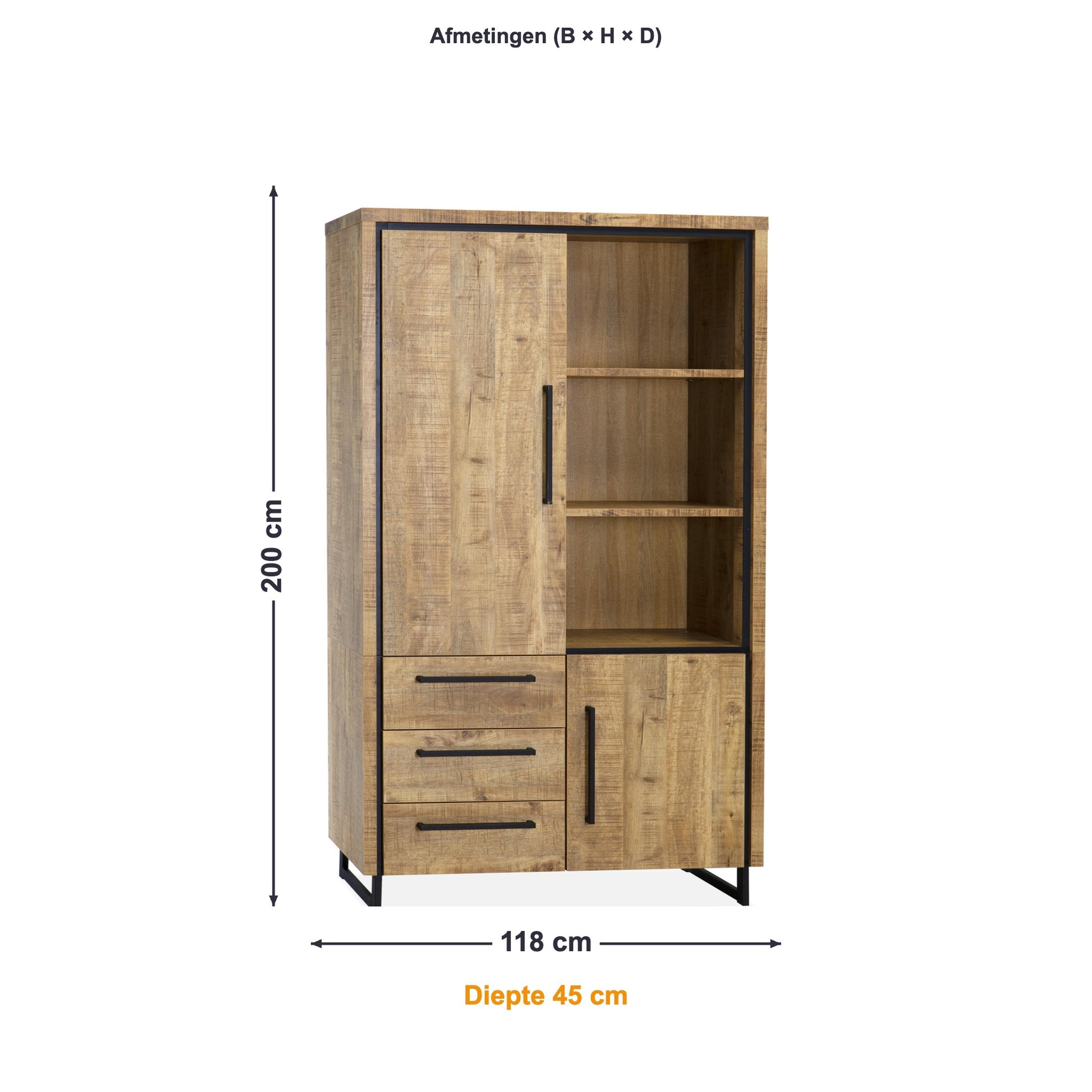 Maxfurn Bergkast Riviera afmetingen – B 118 × H 200 × D 45 cm