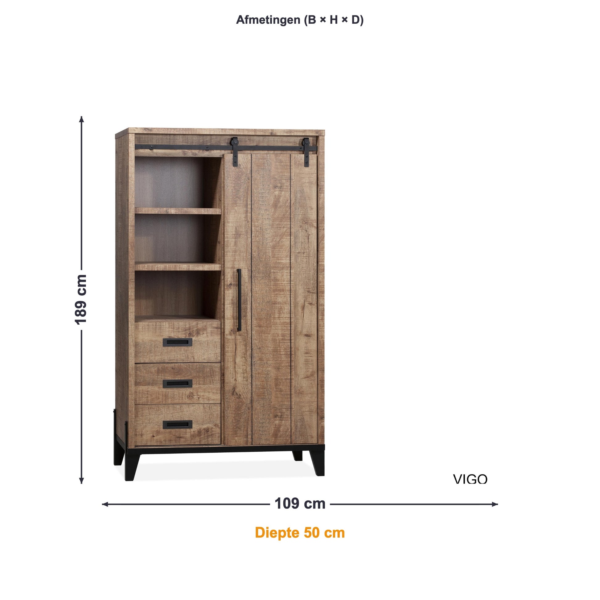 Maxfurn Bergkast Toulouse afmetingen – B 109 × H 189 × D 50 cm