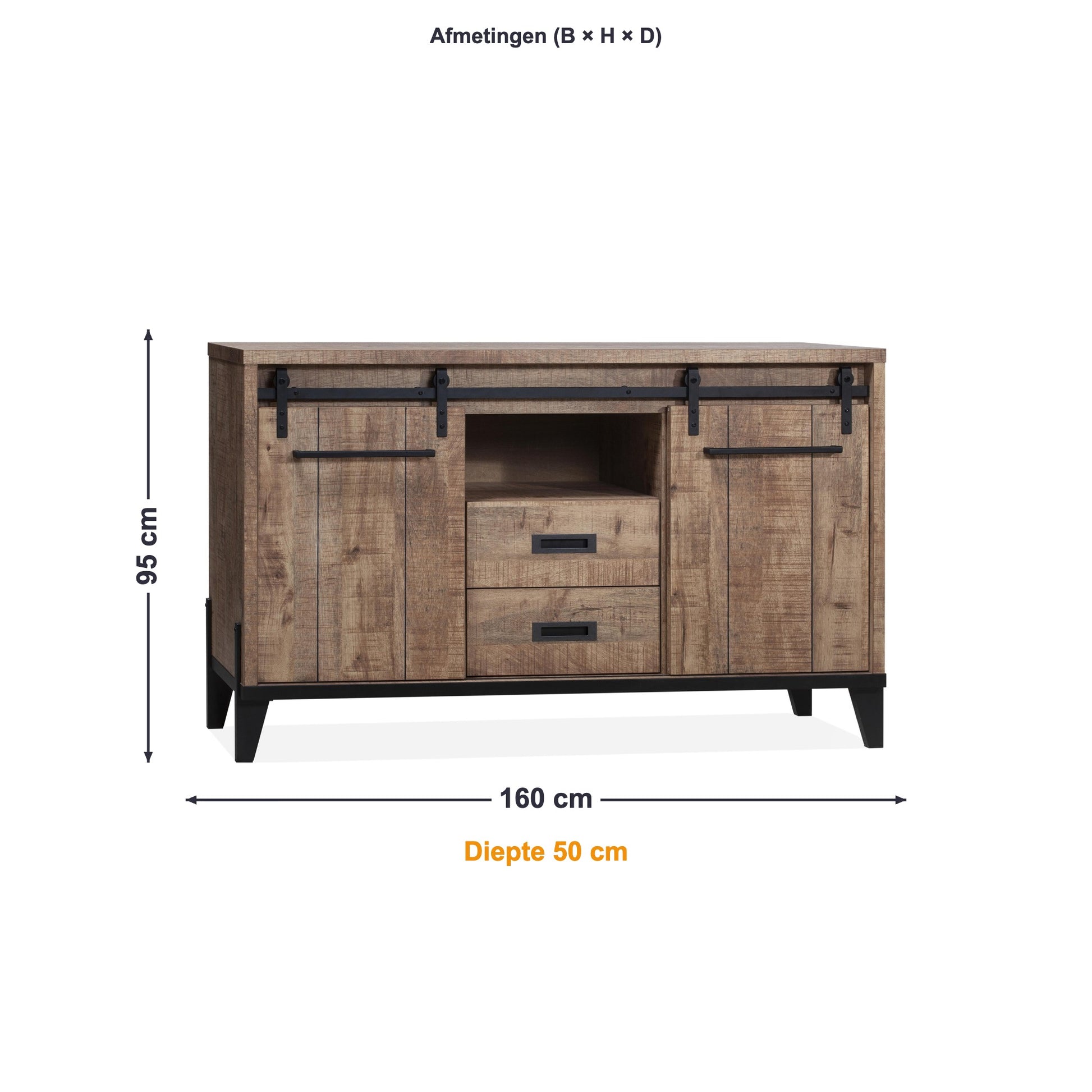 Maxfurn Dressoir Toulouse afmetingen – B 160 × H 95 × D 50 cm