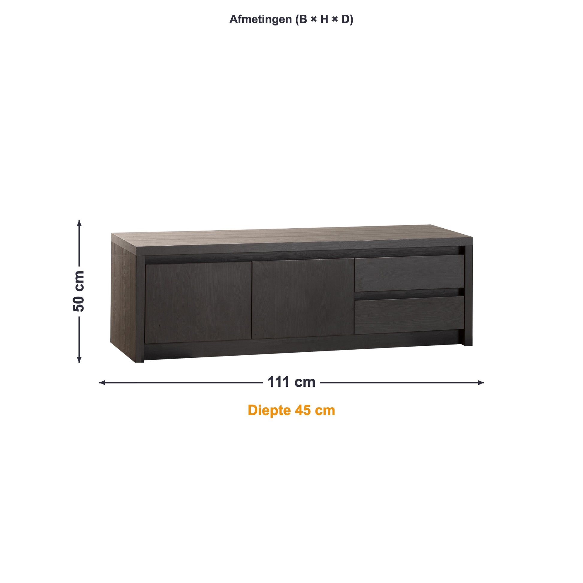 Maxfurn TV-meubel Klein Modena afmetingen – B 111 × H 50 × D 45 cm