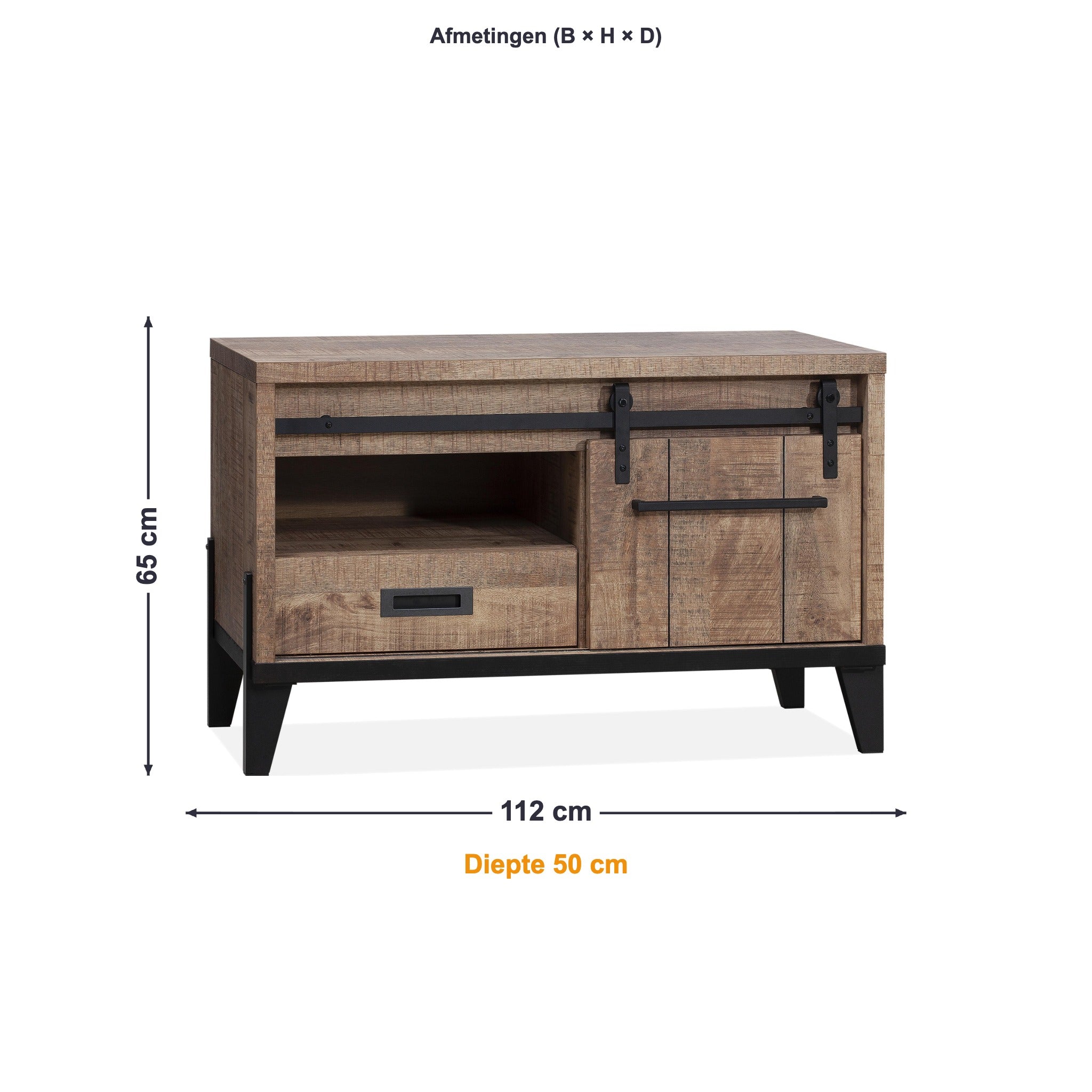 Maxfurn TV-meubel Klein Toulouse afmetingen – B 112 × H 65 × D 50 cm