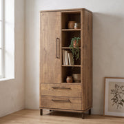 Wandkast Capri 89 cm met 1 deur, 2 lades en 4 open vakken, sfeerfoto in halhoek