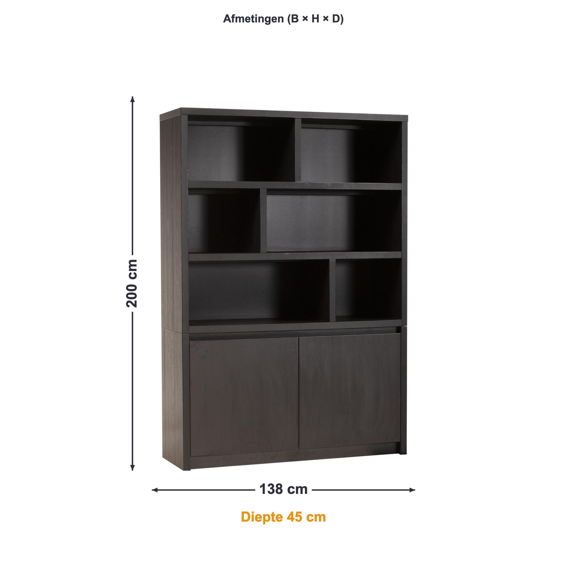 Maxfurn Wandkast Modena 138 afmetingen – B 138 × H 200 × D 45 cm