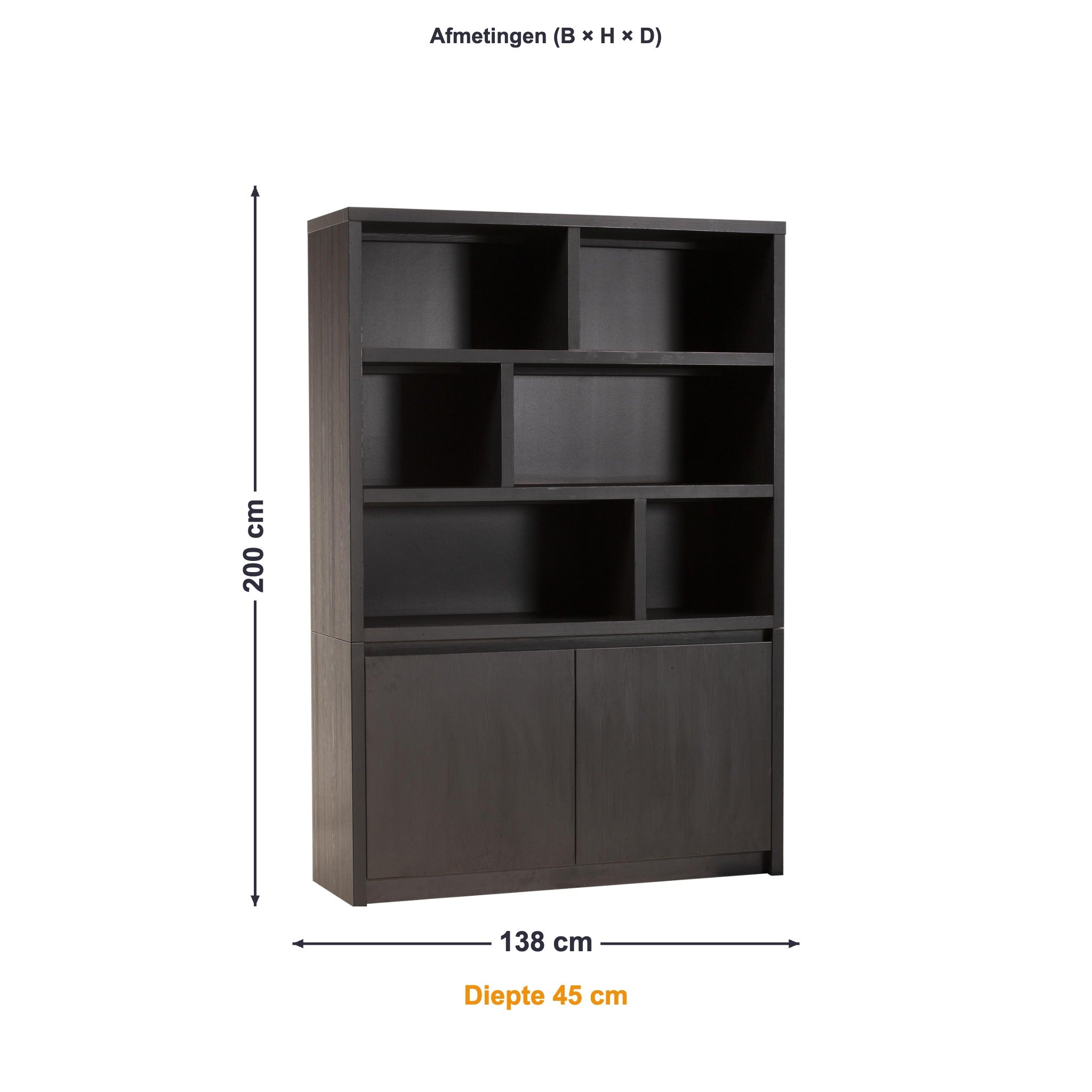 Maxfurn Wandkast Modena 138 afmetingen – B 138 × H 200 × D 45 cm
