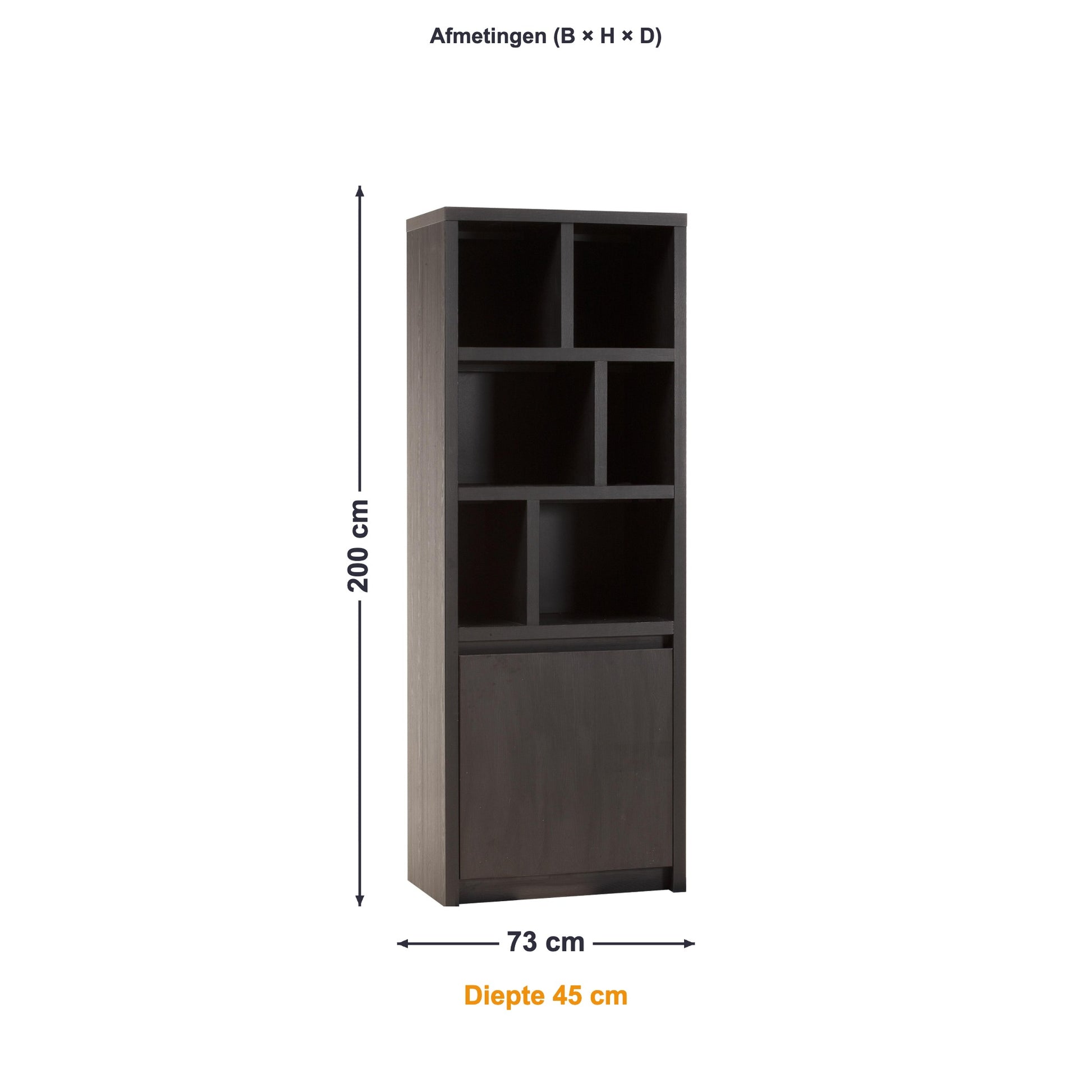 Maxfurn Wandkast Modena afmetingen – B 73 × H 200 × D 45 cm