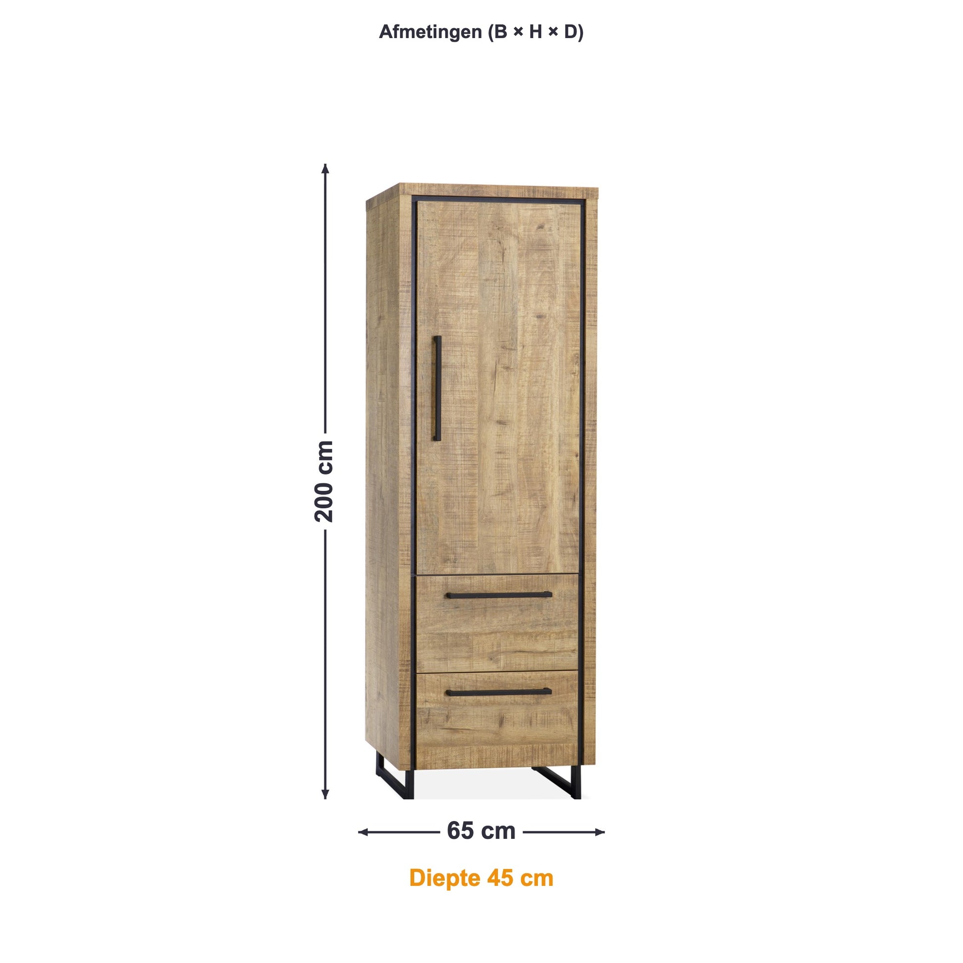 Maxfurn Wandkast Riviera afmetingen – B 65 × H 200 × D 45 cm