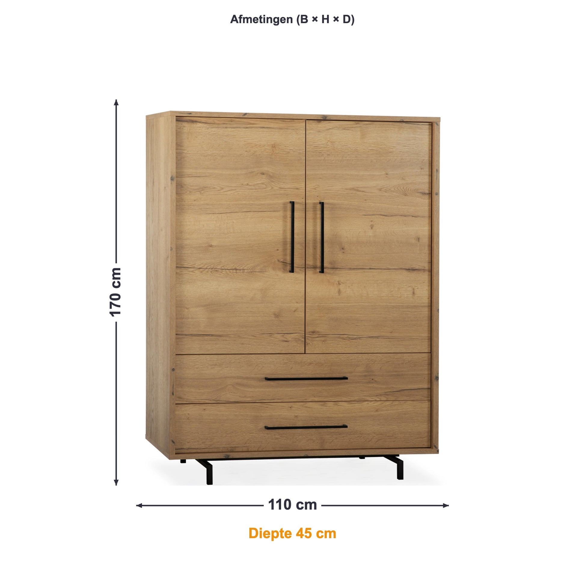 Maxfurn Wandkast Valencia afmetingen – B 110 × H 170 × D 45 cm