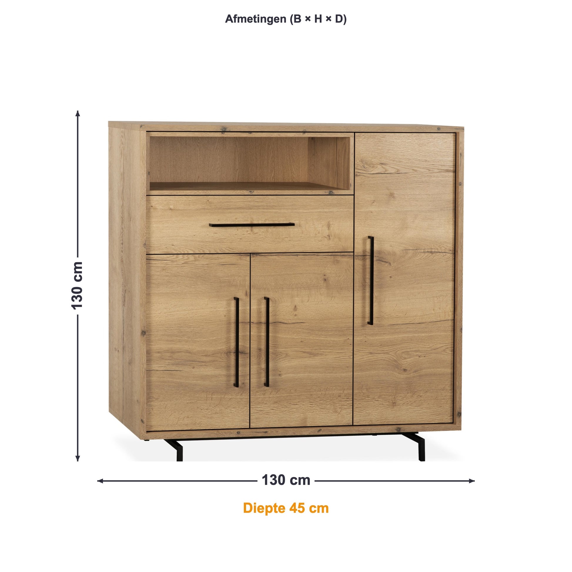 Maxfurn Wandkast Valencia afmetingen – B 130 × H 130 × D 45 cm