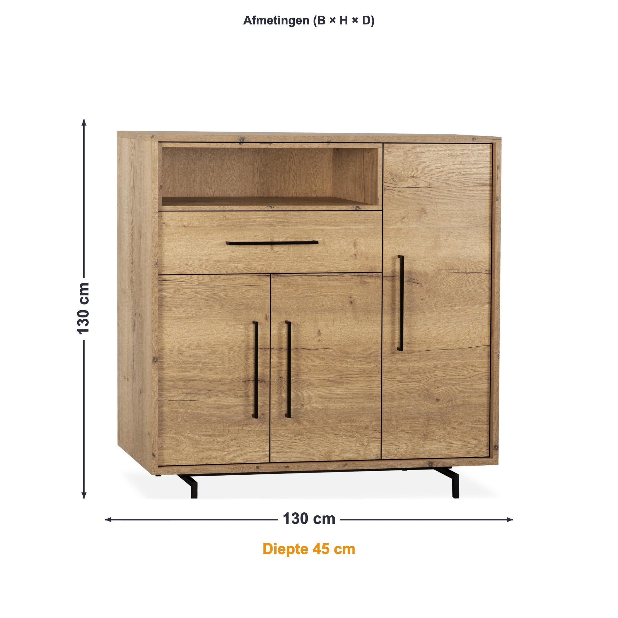 Maxfurn Wandkast Valencia afmetingen – B 130 × H 130 × D 45 cm