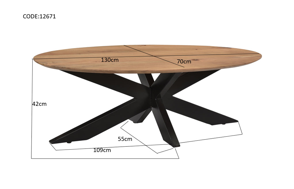 Oslo Oval Acasia 130 cm