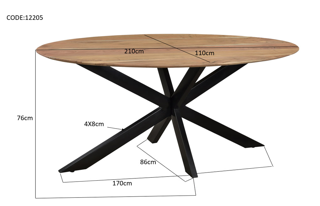 Oslo Oval Acasia 210 cm