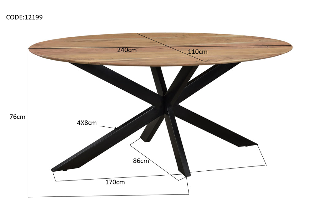 Oslo Oval Acasia 240 cm