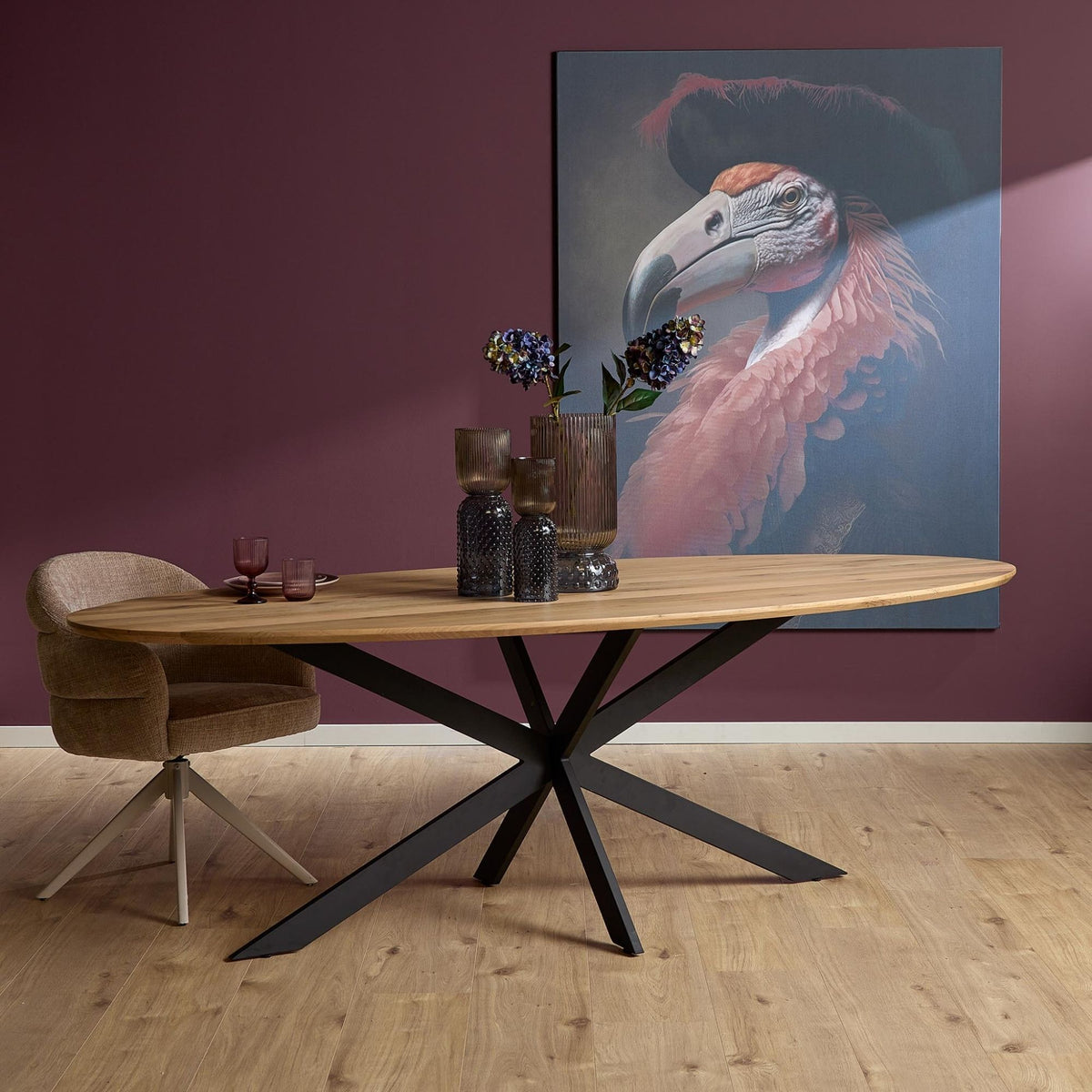 Ferris Ovaal 180 Naturel Matrixpoot Zwart