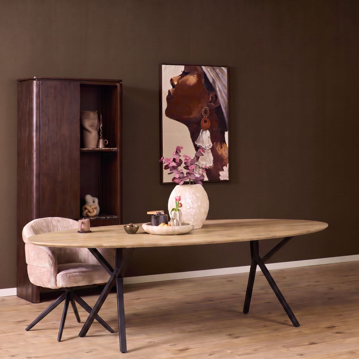 Ferris Ovaal 180 Naturel Y-poot Zwart