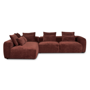 Hoekbank June - Burgundy links - hoekbank in chenille, vooraanzicht