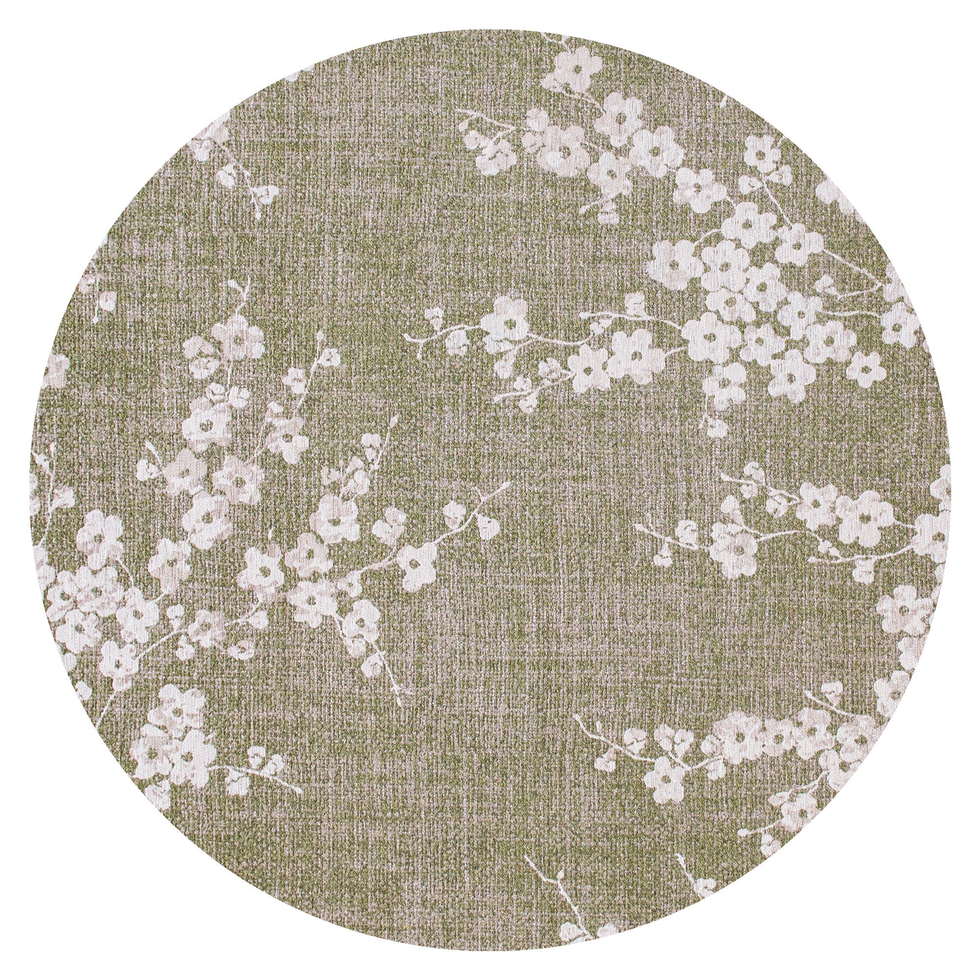 Vloerkleed Sakura Groen Bloesem - Rond