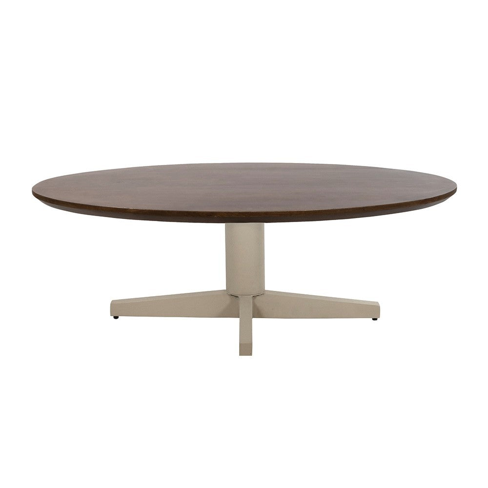 Salontafel 130, ovaal, poot Beige, Mango Brown Walnut