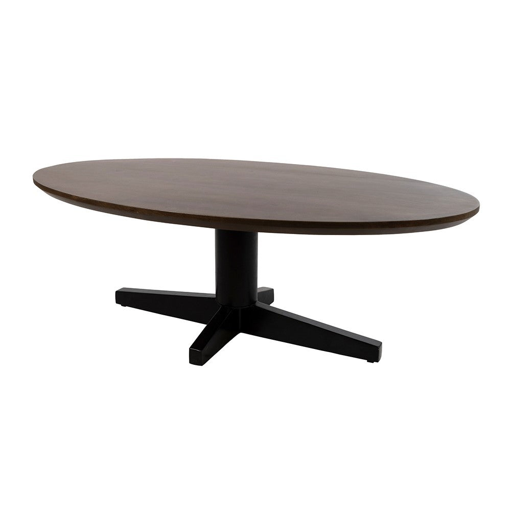 Salontafel 130, ovaal, poot Black, Mango Brown Walnut