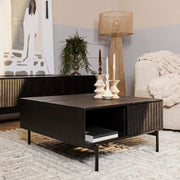 Vierkante salontafel Madison Zwart Mangohout 80 cm