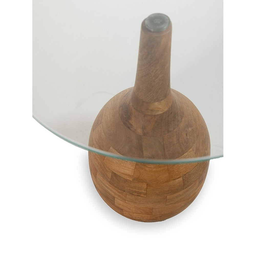 Salontafel Stella Ø40, H50, Smooth Natural, Clear glass – afbeelding 2