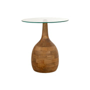 Salontafel Stella Ø50, H55, Smooth Natural, Clear glass