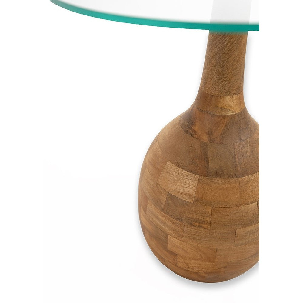 Salontafel Stella Ø50, H55, Smooth Natural, Clear glass – afbeelding 2