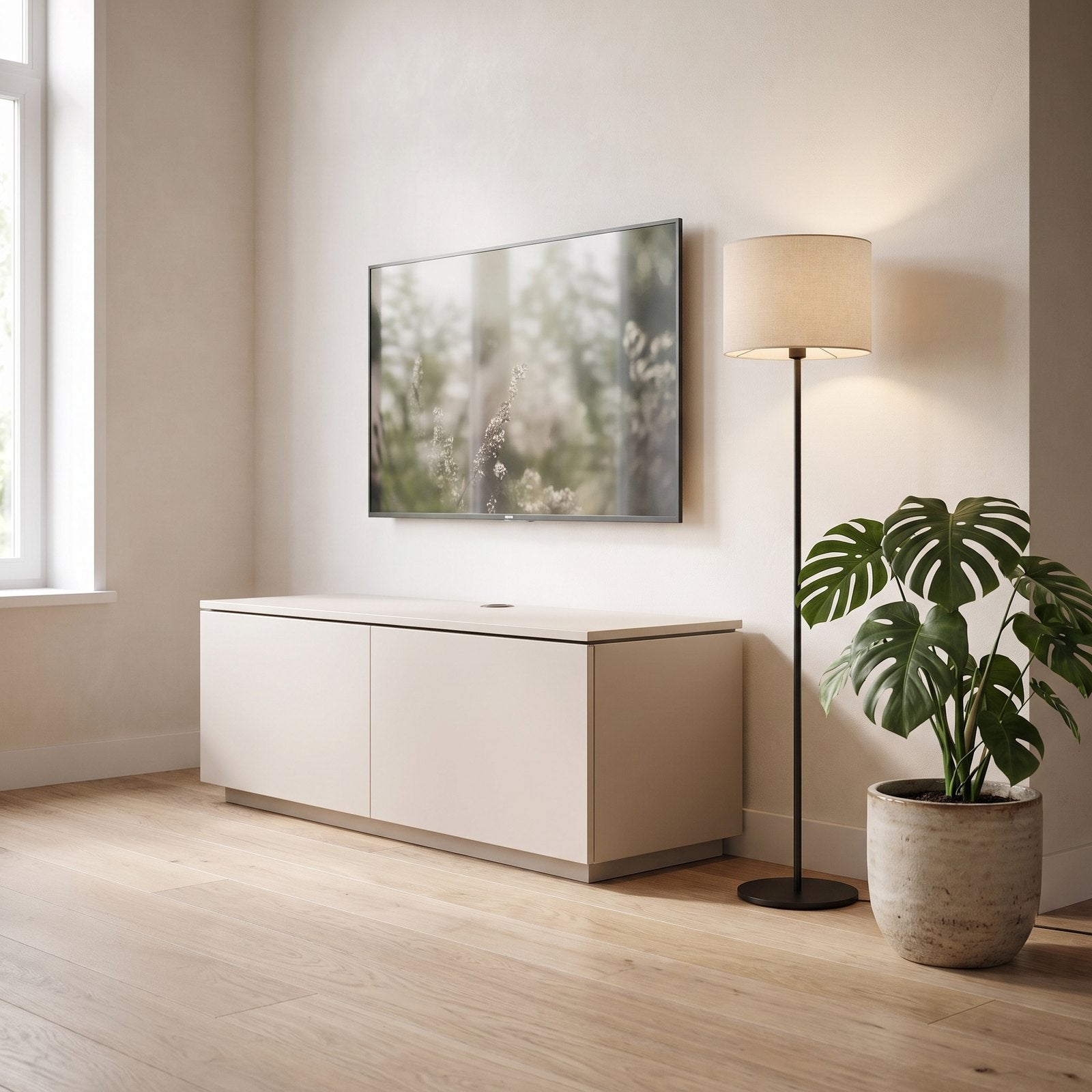 Sfeerfoto: TV-meubel Casa met plint, 2 deuren (112 cm) in een moderne woonkamer
