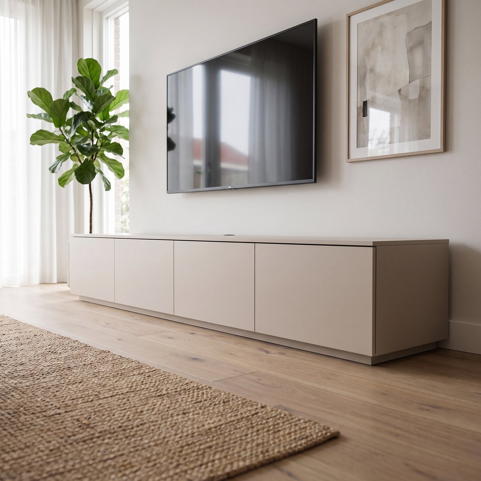 Sfeerfoto: TV-meubel Casa met plint, 4 deuren (233 cm) in een moderne woonkamer