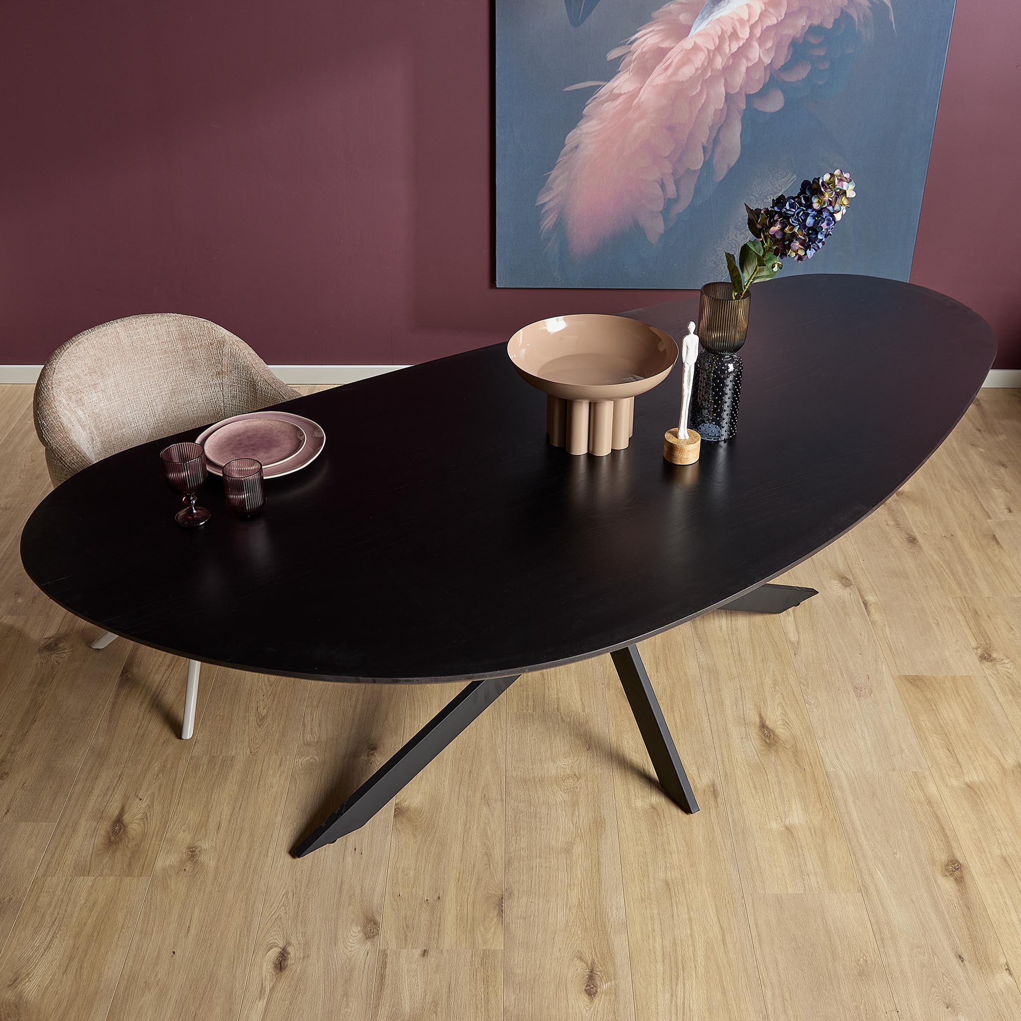 Organische eettafel Cloud Zwart Eikenhout 280 cm