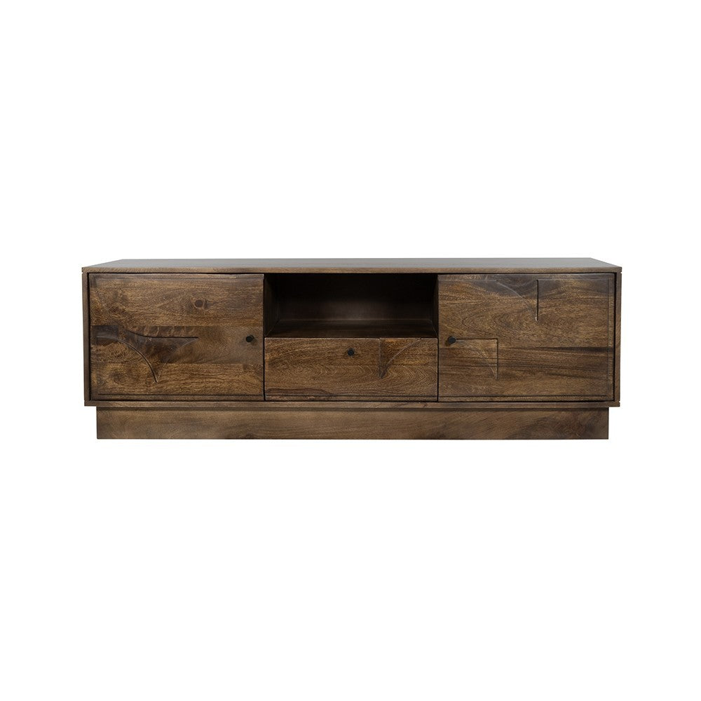 TV dressoir 150 met 2 deuren, 1 lade en 1 open vak, Mango Brown Walnut – afbeelding 2