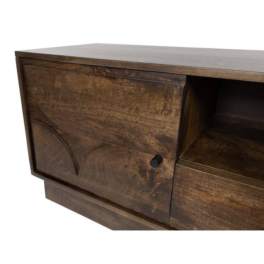 TV dressoir 150 met 2 deuren, 1 lade en 1 open vak, Mango Brown Walnut – afbeelding 3