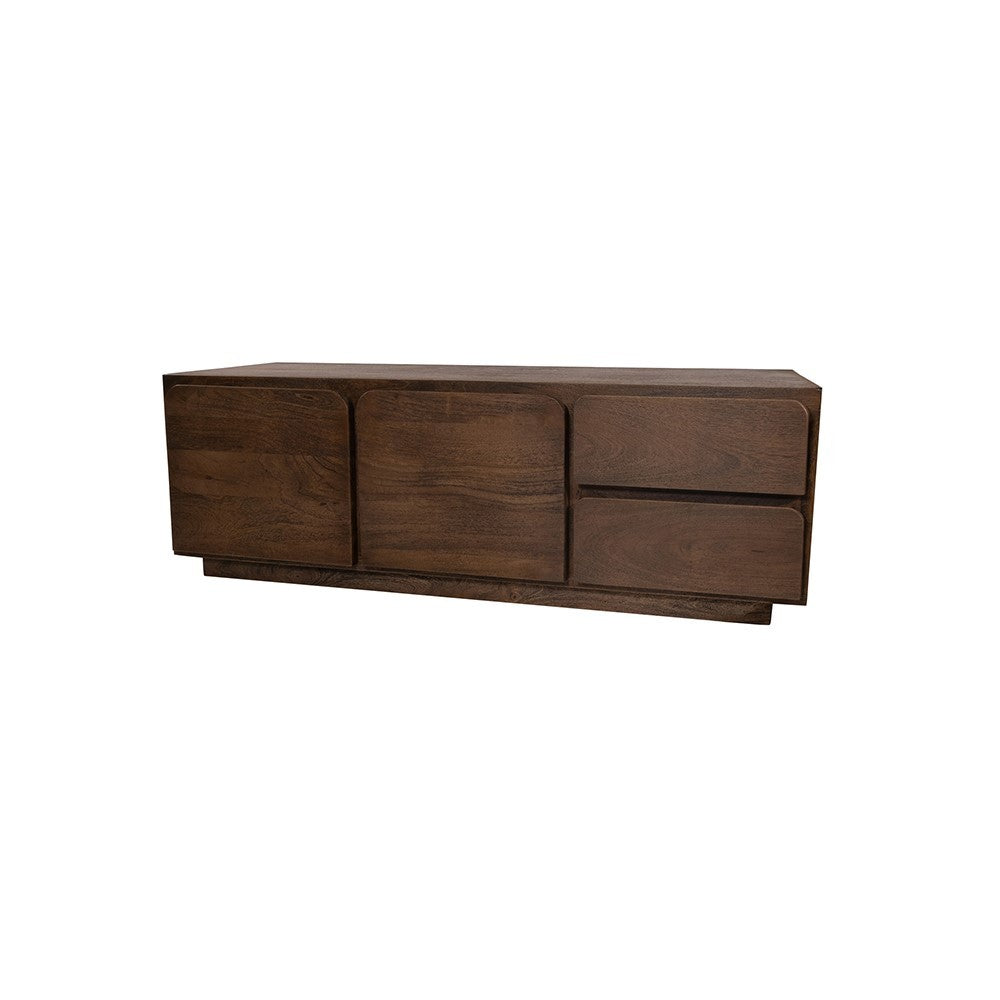 TV dressoir 150 met 2 deuren en 2 lades, Mango Dark Malt