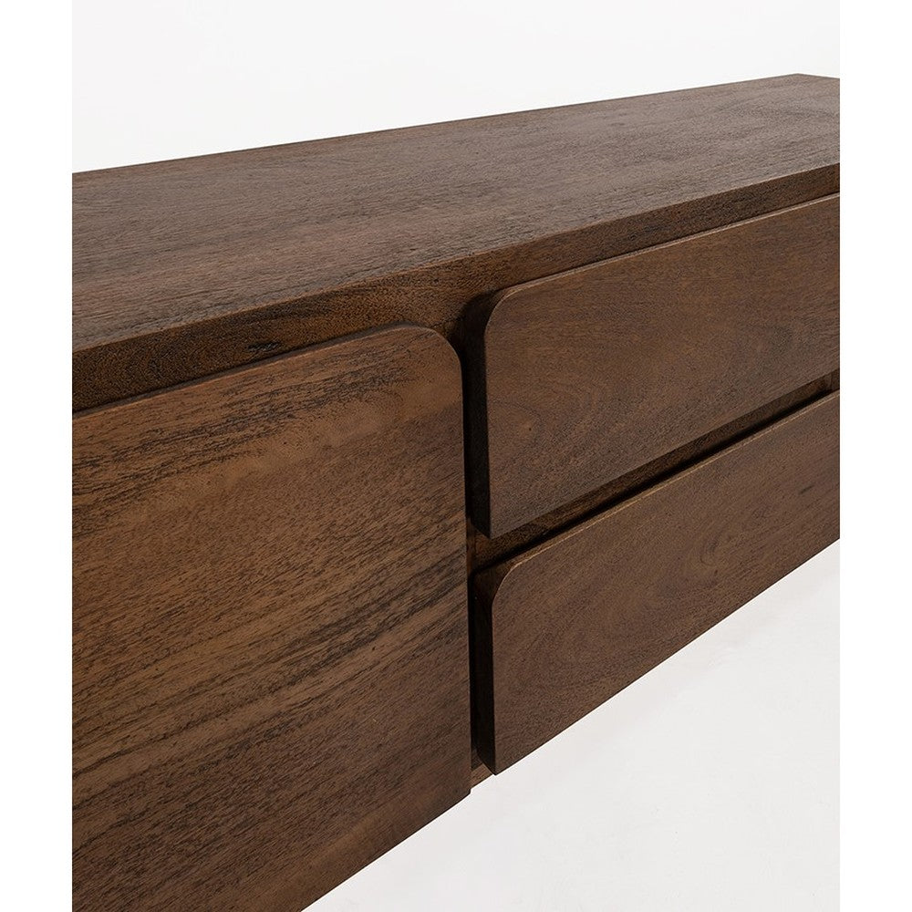 TV dressoir 150 met 2 deuren en 2 lades, Mango Dark Malt – afbeelding 4