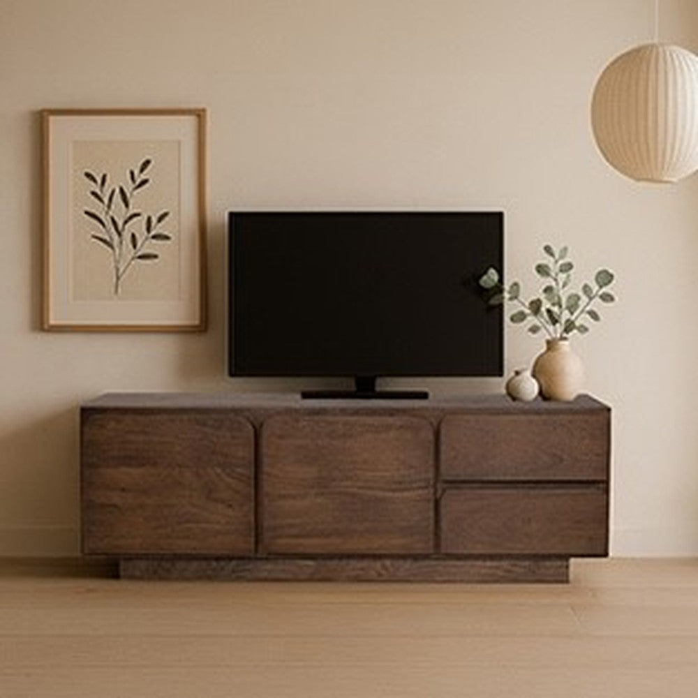 TV dressoir 150 met 2 deuren en 2 lades, Mango Dark Malt – afbeelding 5