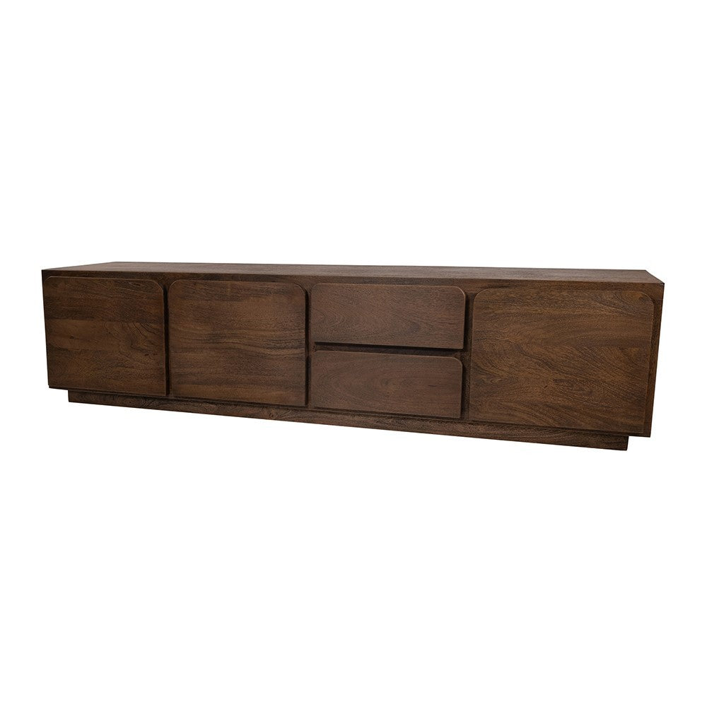 TV dressoir 190 met 3 deuren en 2 lades, Mango Dark Malt