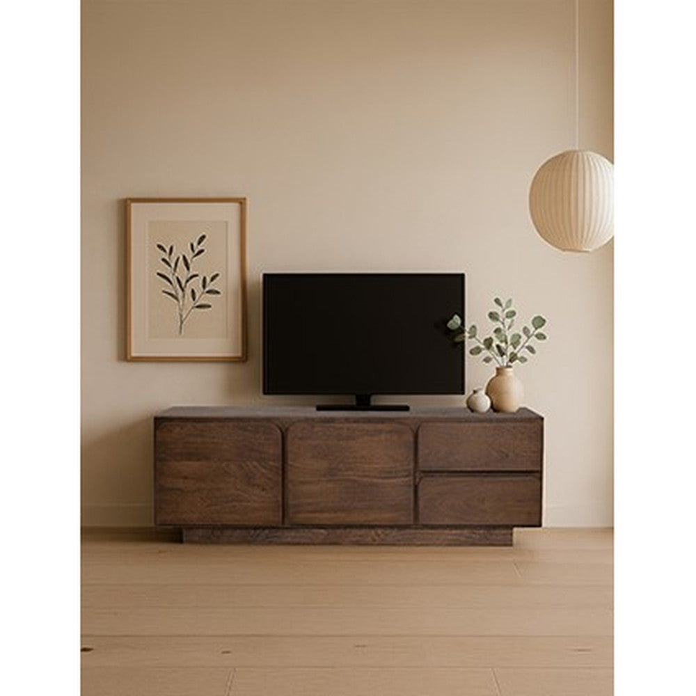 TV dressoir 190 met 3 deuren en 2 lades, Mango Dark Malt – afbeelding 5