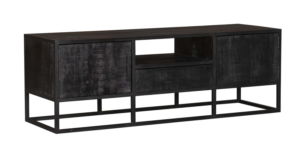 Tv meubel Denver Black 145 cm | Mangohout en staal