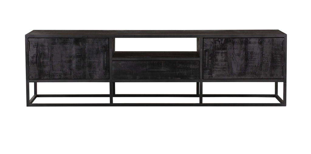 Tv meubel Denver Black 180 cm | Mangohout en staal