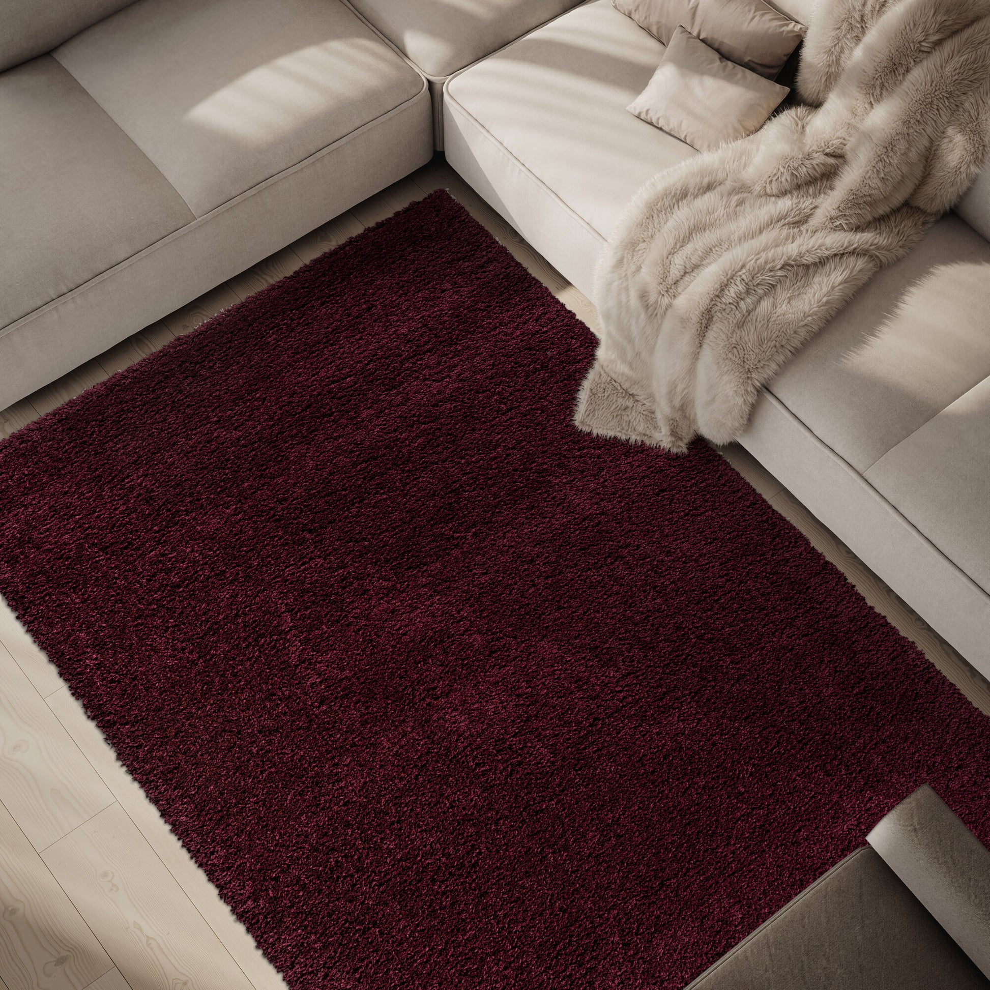 Vloerkleed Twilight Bordeaux in interieur