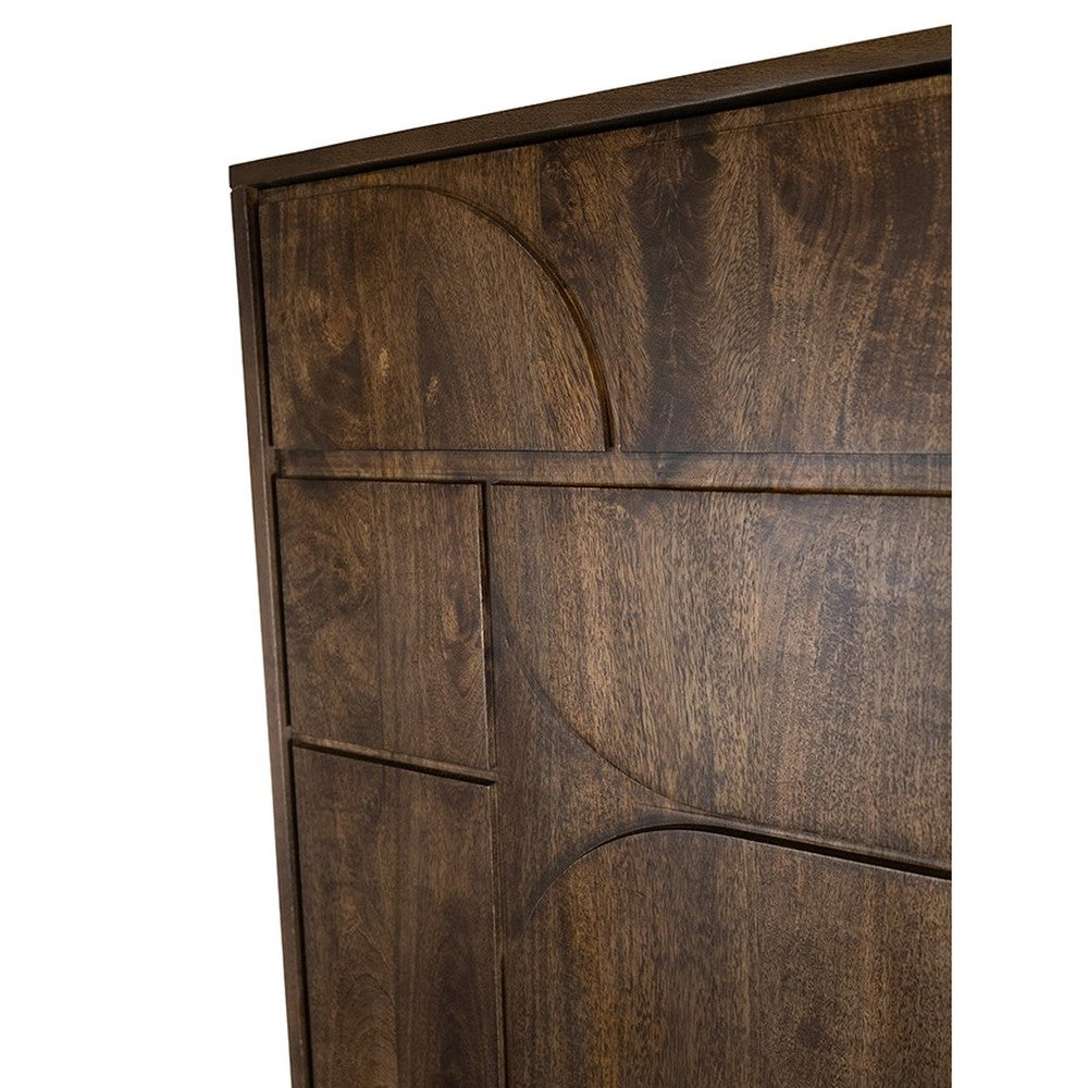 Wandkast 180 met 3 deuren en 2 open vakken, Mango Brown Walnut – afbeelding 5