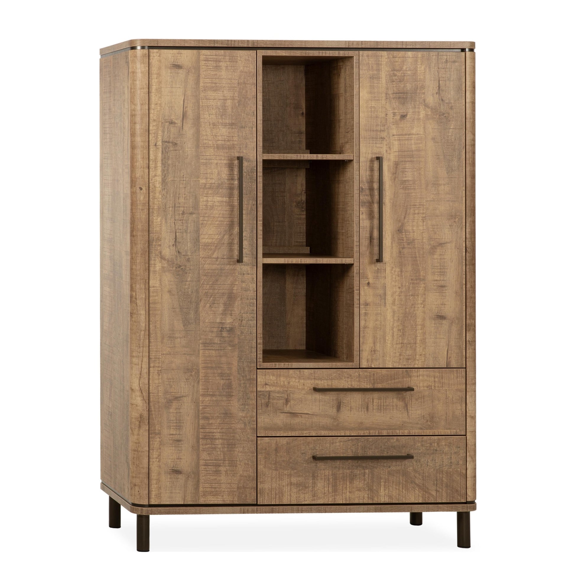 Wandkast Capri met 2 deuren, 2 lades en 3 open vakken, 118 cm breed