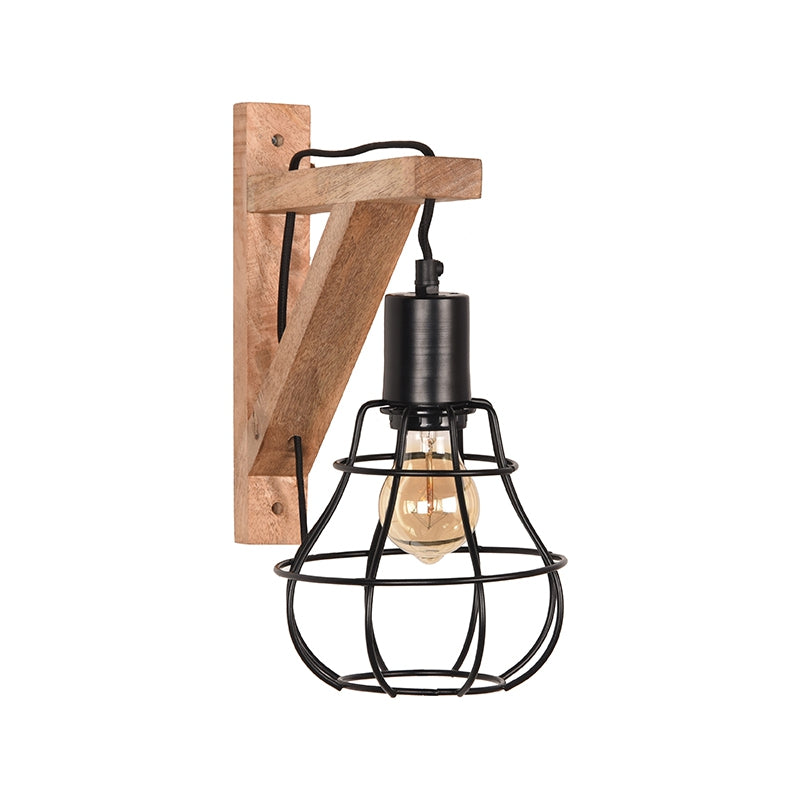 LABEL51 Wandlamp Drop - Zwart - Mangohout